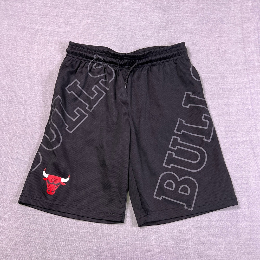 NBA Chicago Bulls Athletic Drawstring Mesh Basketball Shorts Kids XL Black
